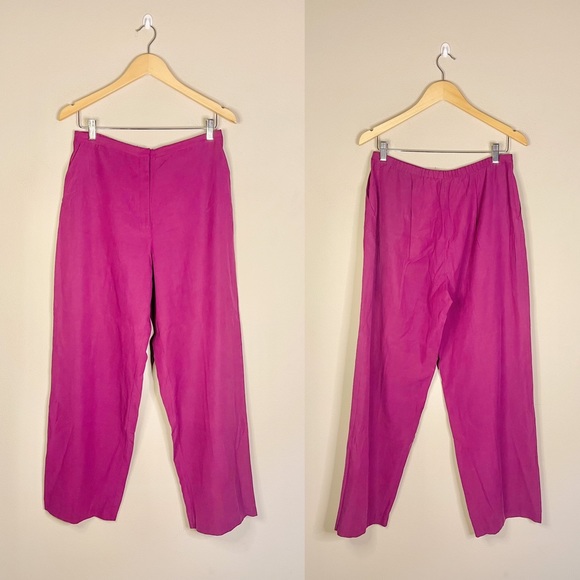 Eileen Fisher | NWT!! Silk Cotton Blend Berry Trouser In Fuchsia  Size: Medium - Picture 2 of 8